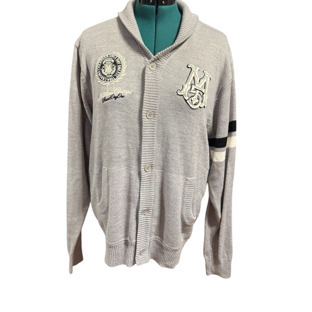 Vintage Mecca varsity Gray Button-Up Sweater